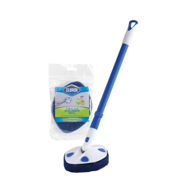Clorox Extendable Tub and Tile Scrubber with Extra Pad